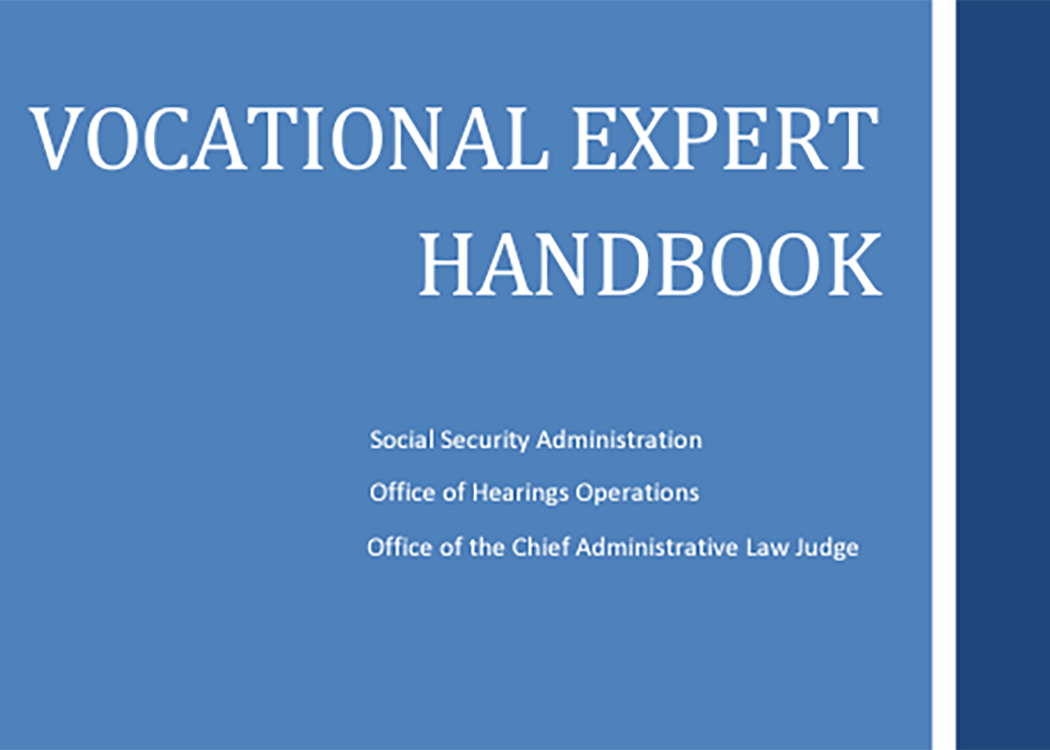 Screen capture of the front cover of the Vocational Expert Handbook.