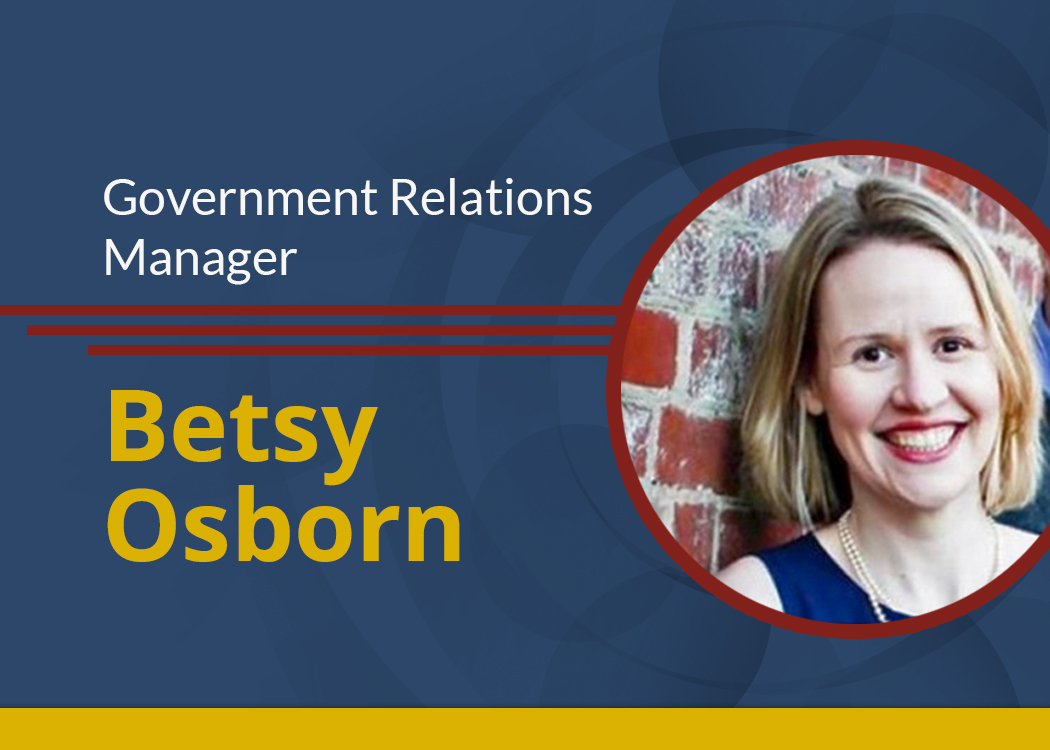 Title card for NOSSCR Government Relations Manager Betsy Osborn.