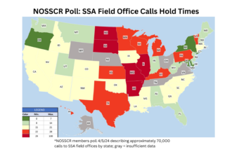 Map of US SSA Fielfd Office Call Hold Times